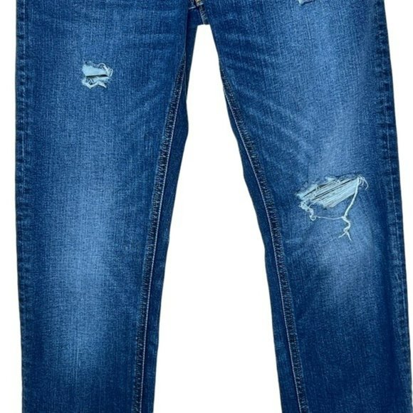 J. Crew Mercantile Dark Wash Distressed Straight Leg Jeans Size 28/32 - Picture 9 of 14